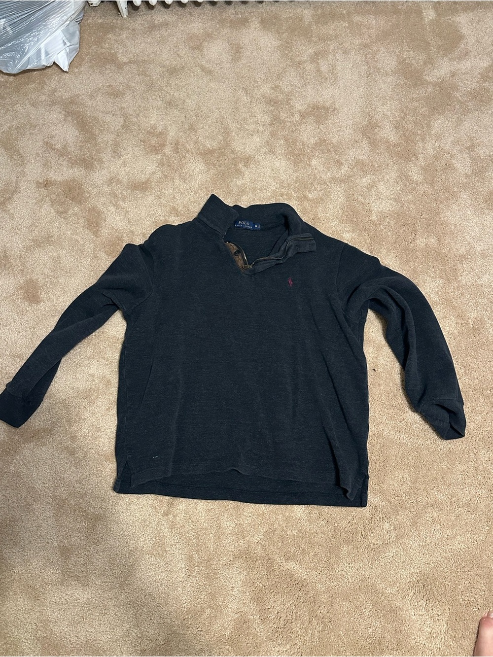 Ralph Lauren Men's Black Half-Zip Sweater with Polo Logo
